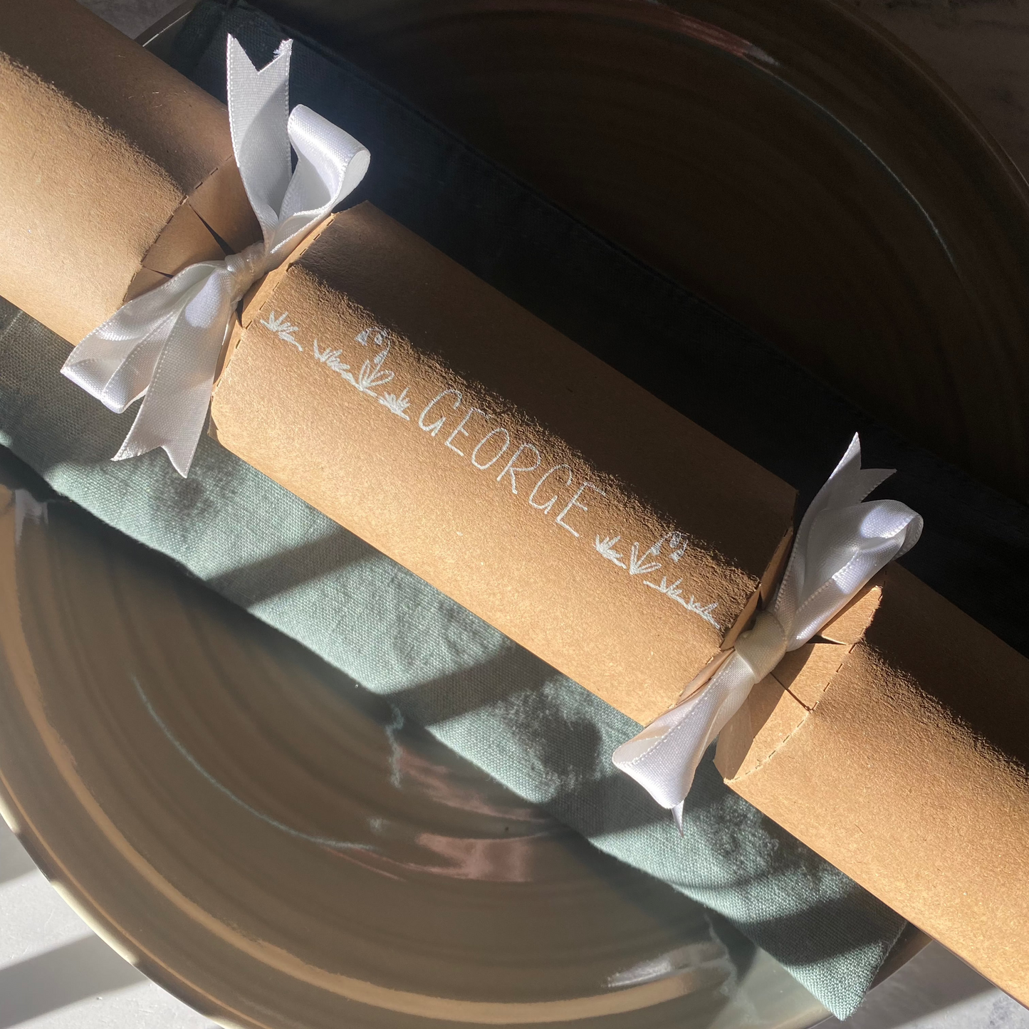 Personalised Kraft Easter Crackers and Place Settings, Cracker KIT or READY MADE