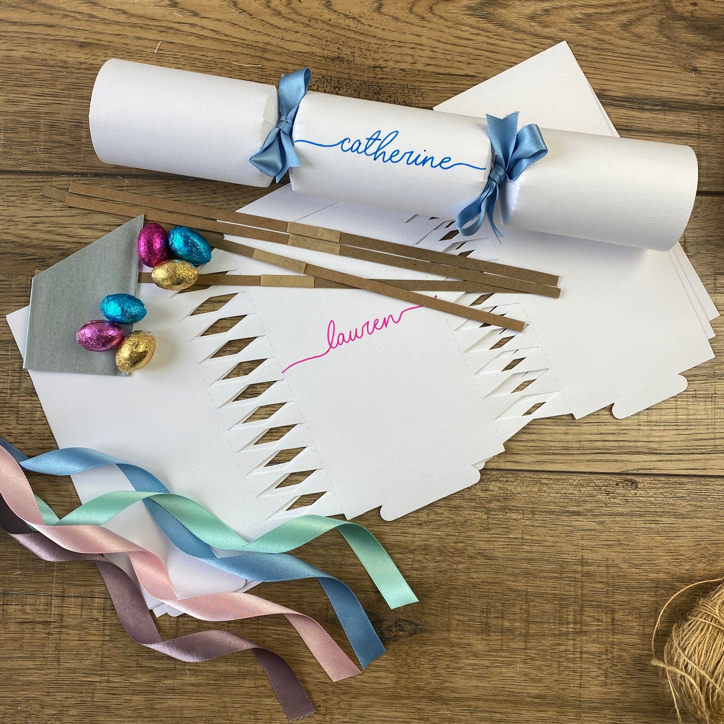Personalised Pastel Easter Table Crackers KIT OR READY MADE