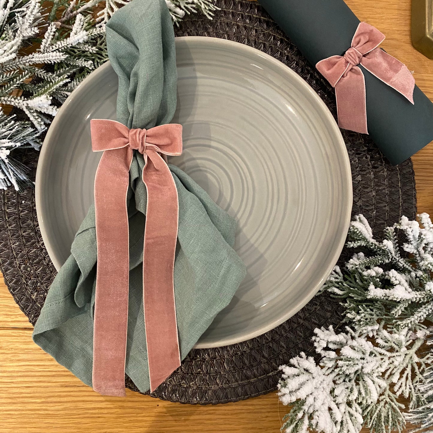 Velvet Napkin Ring Ties With Long Tails