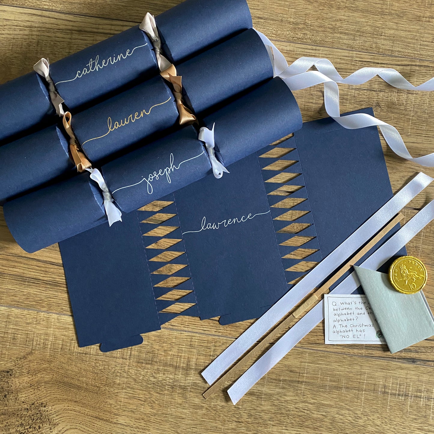 Personalised Handwritten Navy Christmas Cracker Kit