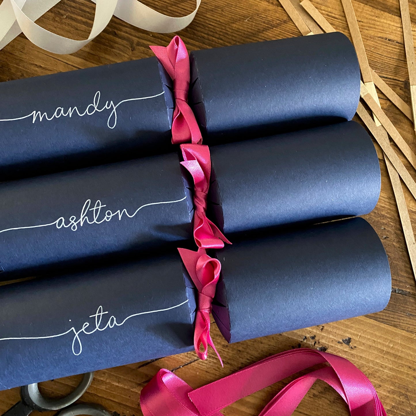 Personalised Handwritten Navy Christmas Cracker Kit