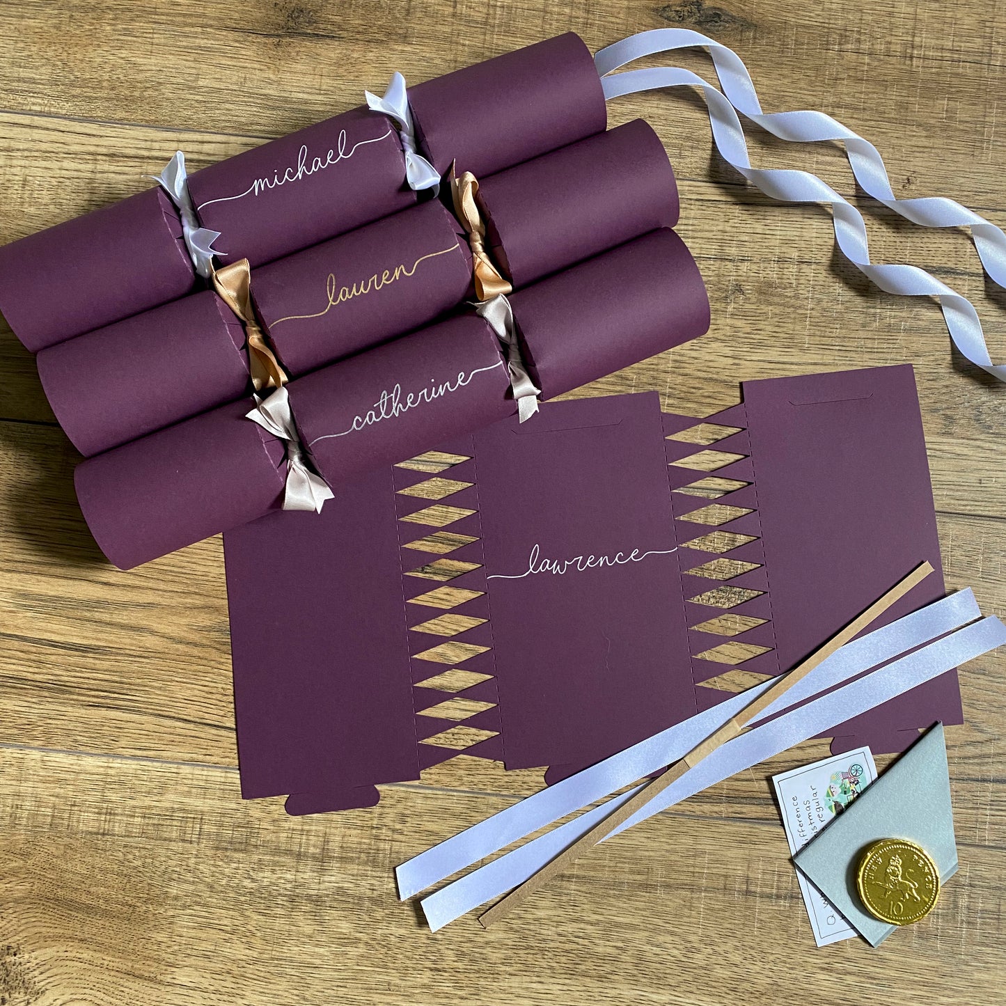 Personalised Handwritten Purple Christmas Cracker Kit
