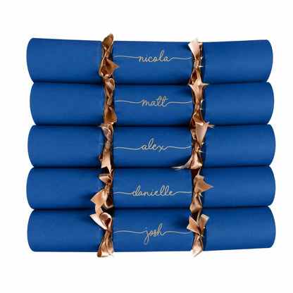 Deep Blue Personalised Christmas Crackers – Handwritten, Ready-Made, Luxury Eco-Friendly Table Decor
