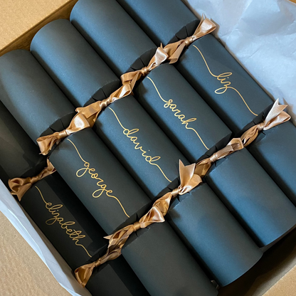 Personalised Forest Green Christmas Crackers, Ready Made