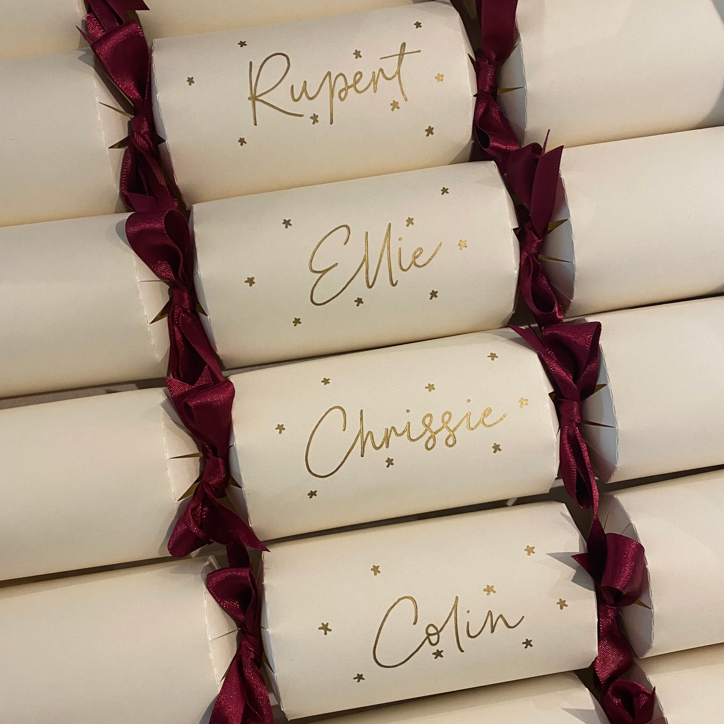 Personalised Scripted Christmas Crackers, Multi Colours Cracker KIT or READY MADE