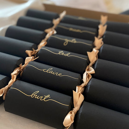 Personalised Handwritten Ready Made Christmas Crackers, Black
