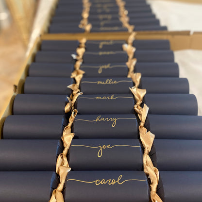 Personalised Handwritten Ready Made Christmas Crackers, Black