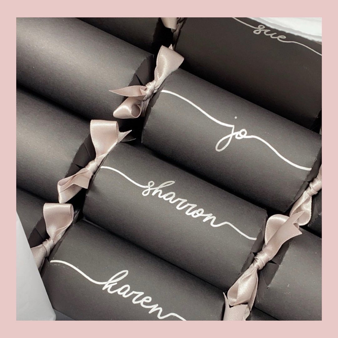 Personalised Handwritten Ready Made Christmas Crackers, Black