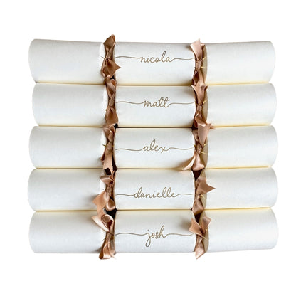 Personalised Handwritten Ready Made Ivory Christmas Crackers
