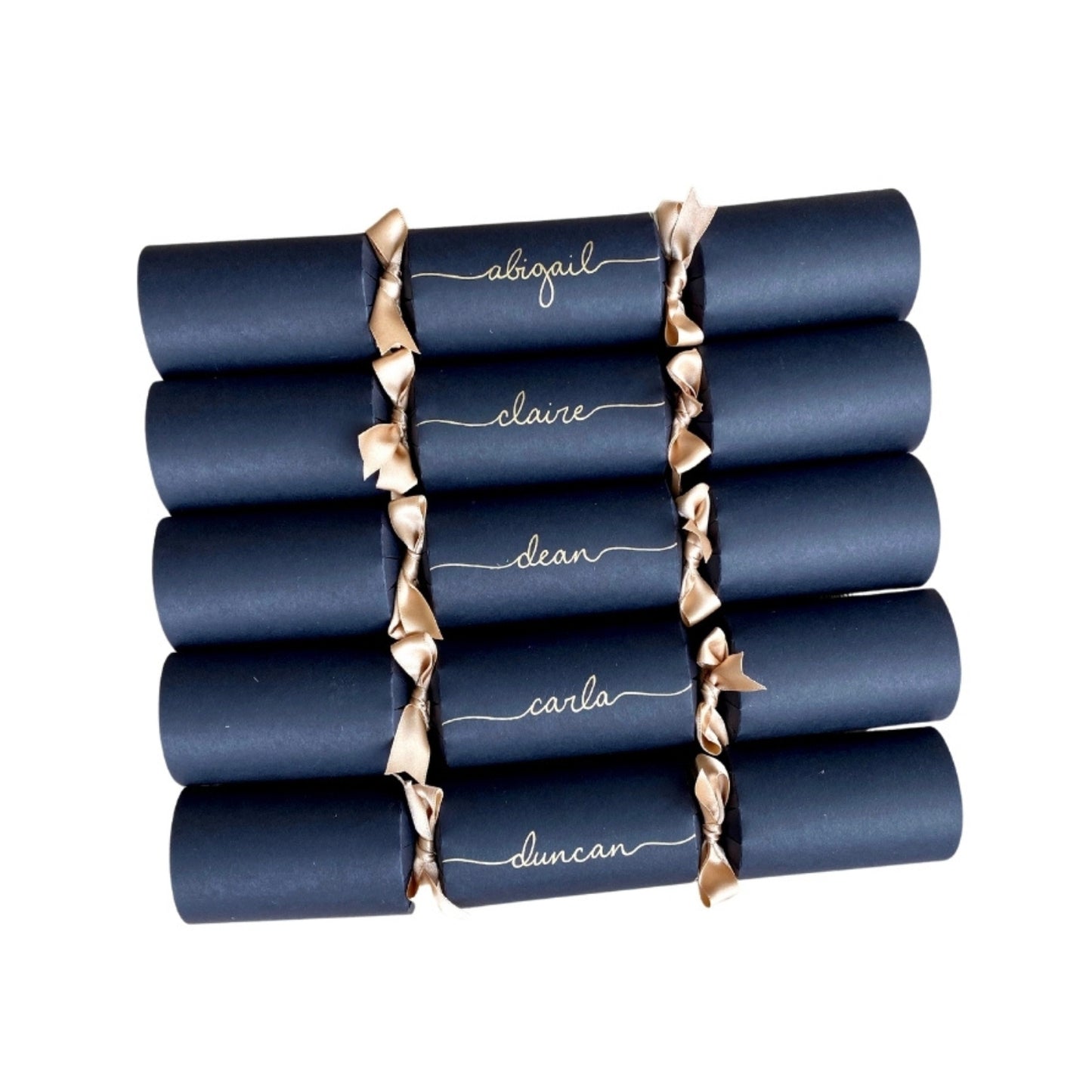 Black Personalised Christmas Crackers – Handwritten, Ready-Made, Luxury Eco-Friendly Table Decor