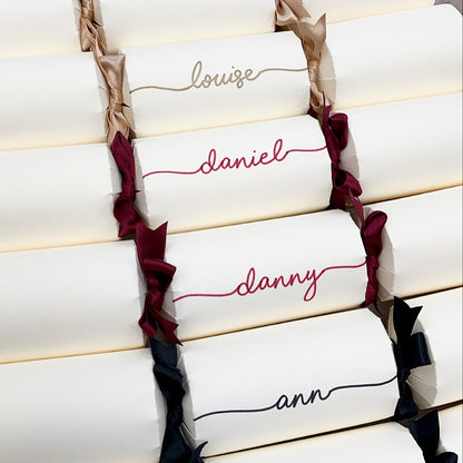 Personalised Handwritten Ready Made Ivory Christmas Crackers