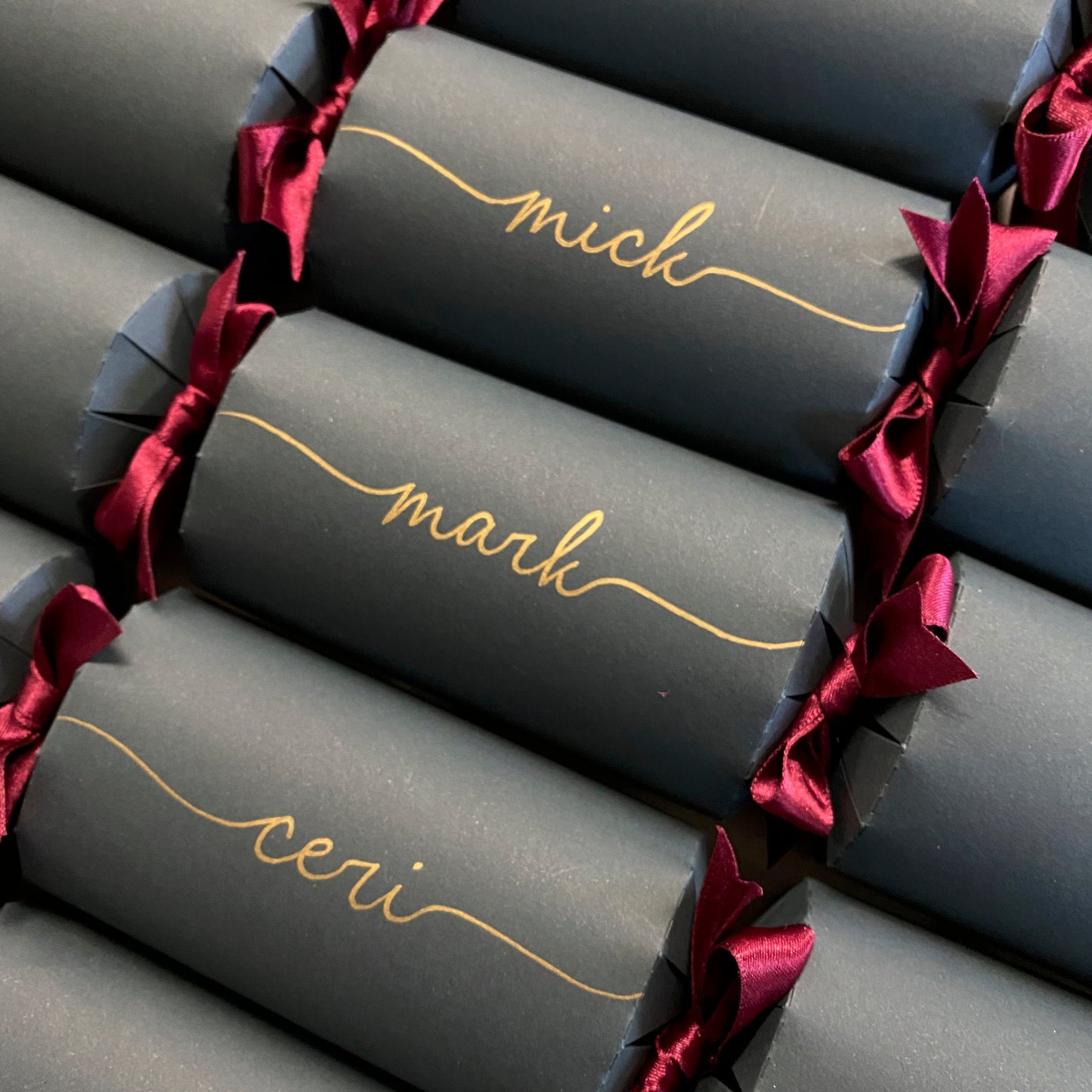 Personalised Forest Green Christmas Crackers, Ready Made