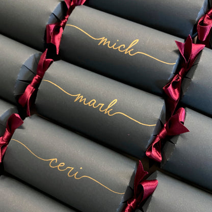 Personalised Forest Green Christmas Crackers, Ready Made