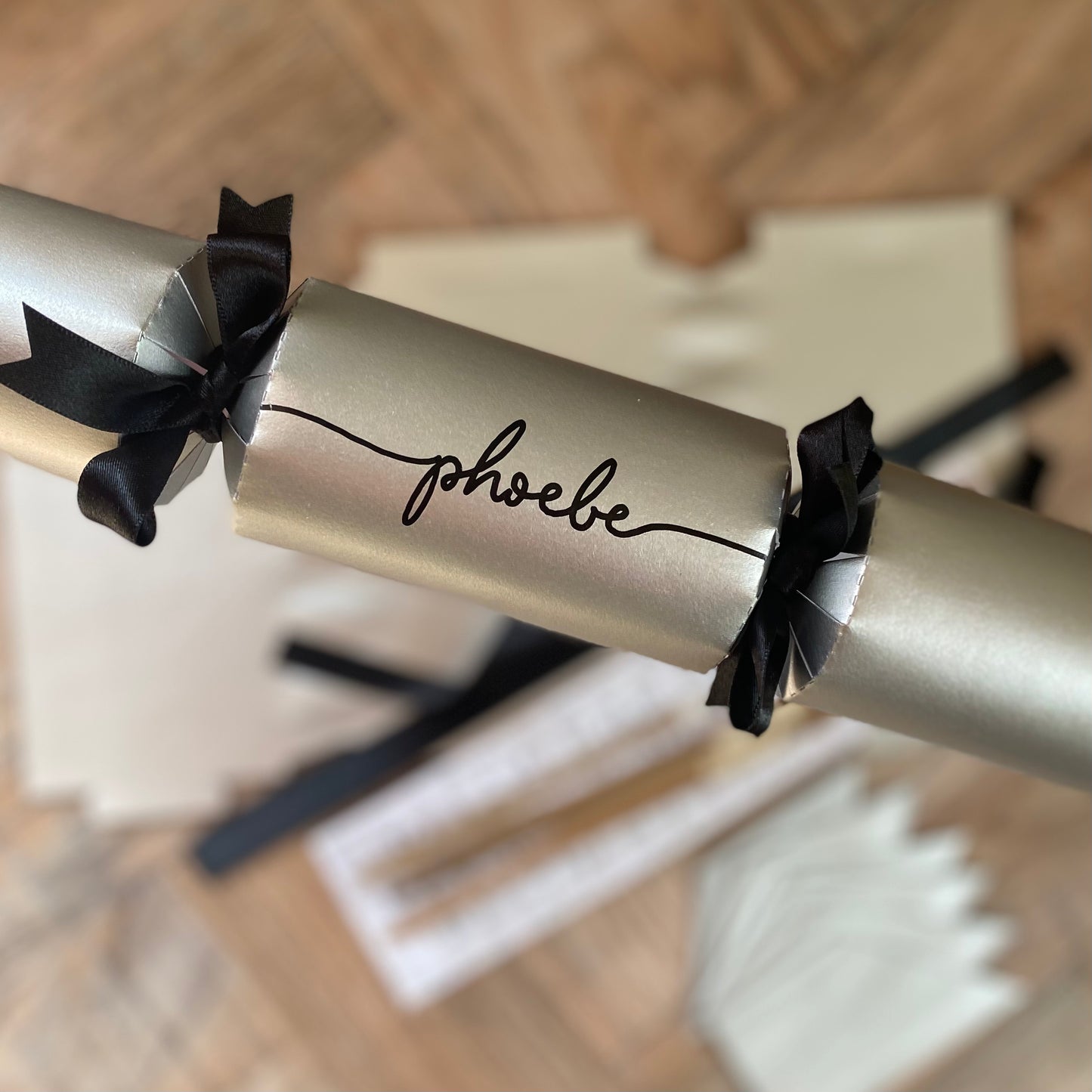 Silver Personalised Christmas Cracker Kit — Handwritten Metallic Luxury Crackers
