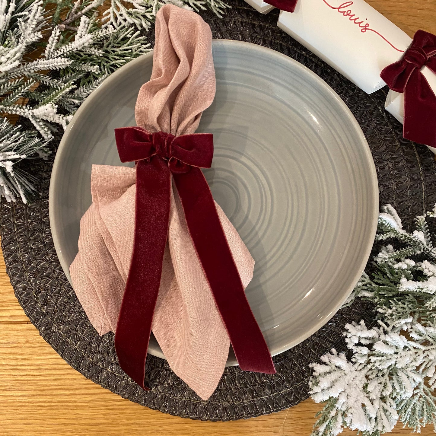 Velvet Napkin Ring Ties With Long Tails