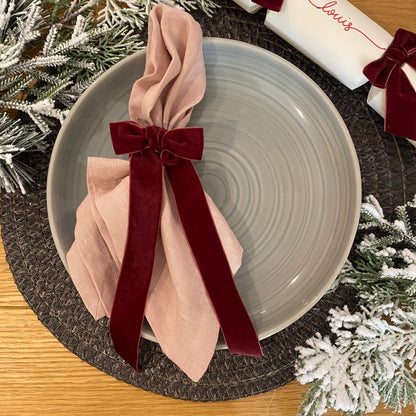Velvet Napkin Ring Ties With Long Tails
