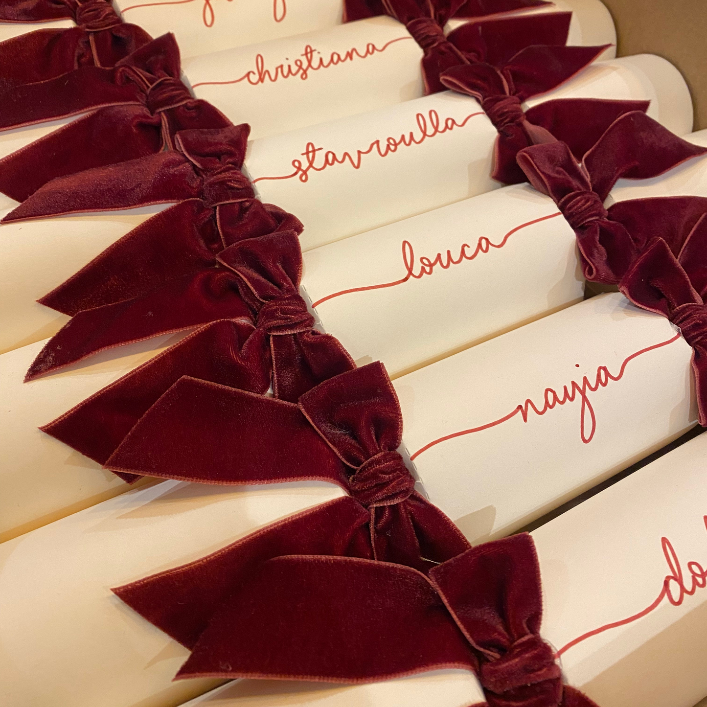 Personalised Crackers With Velvet Ribbons - Minimum Quantity 6