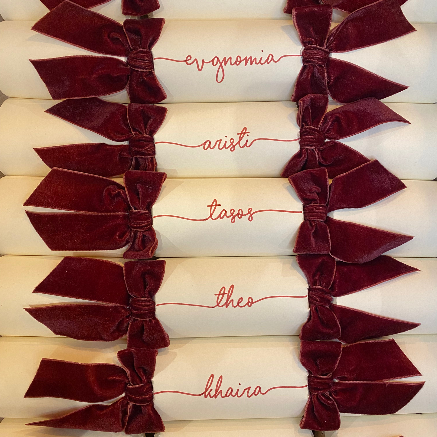 Personalised Crackers With Velvet Ribbons - Minimum Quantity 6