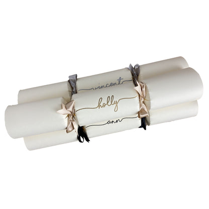 Personalised Handwritten Ready Made Ivory Christmas Crackers