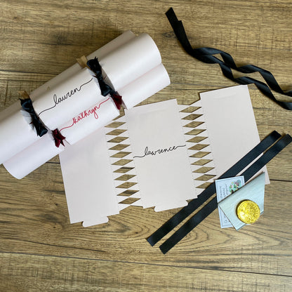 Pale Pink Personalised Christmas Cracker Kit — Handwritten Luxury Crackers