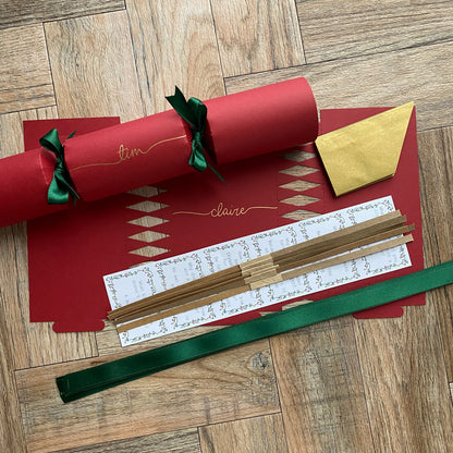 Luxury Personalised Handwritten Red Christmas Cracker Kit | Plastic-Free DIY Christmas Crackers