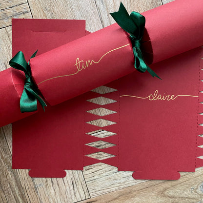 Luxury Personalised Handwritten Red Christmas Cracker Kit | Plastic-Free DIY Christmas Crackers