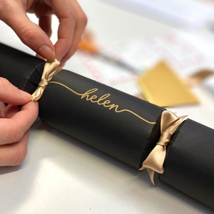 Personalised Handwritten Ready Made Christmas Crackers, Black